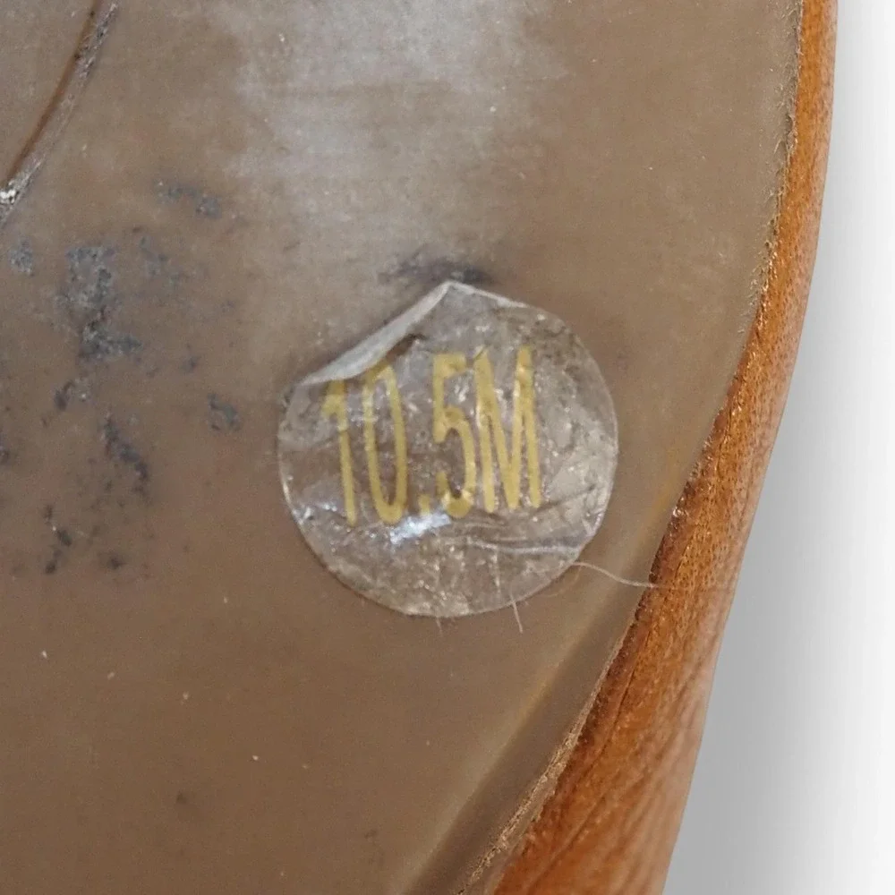 Tory Burch Amanda Peep Toe Leather Wedge Shoes‎ Tan Womens 10.5M Logo Medallion